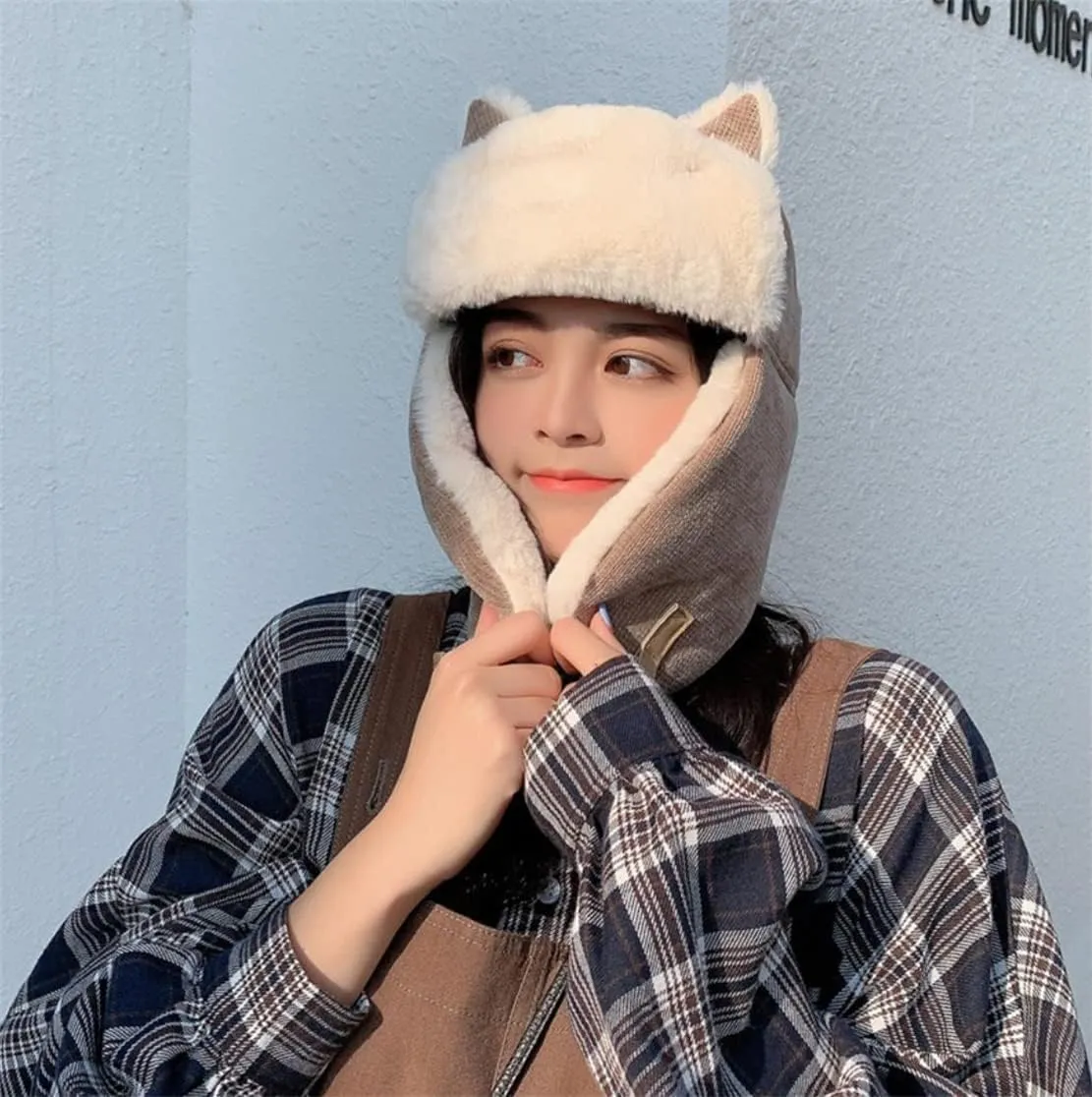 Winter Trapper Hat,Russian Ushanka Trooper Aviator Hats for Girl & Women,Snow Eskimo Hat with Ear Flaps for Cold Weather.