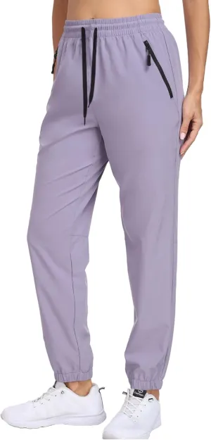 Women's Cargo Hiking Pants Lightweight Water-Resistant UPF 50  Quick Dry Elastic Waist Joggers with Zipper Pockets