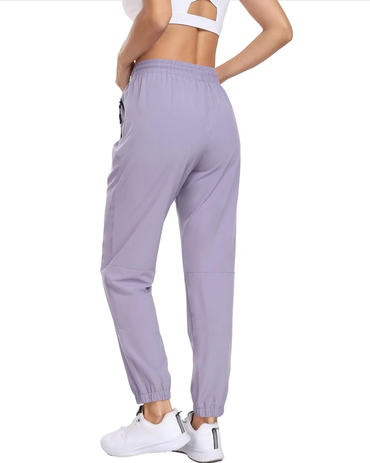 Women's Cargo Hiking Pants Lightweight Water-Resistant UPF 50  Quick Dry Elastic Waist Joggers with Zipper Pockets
