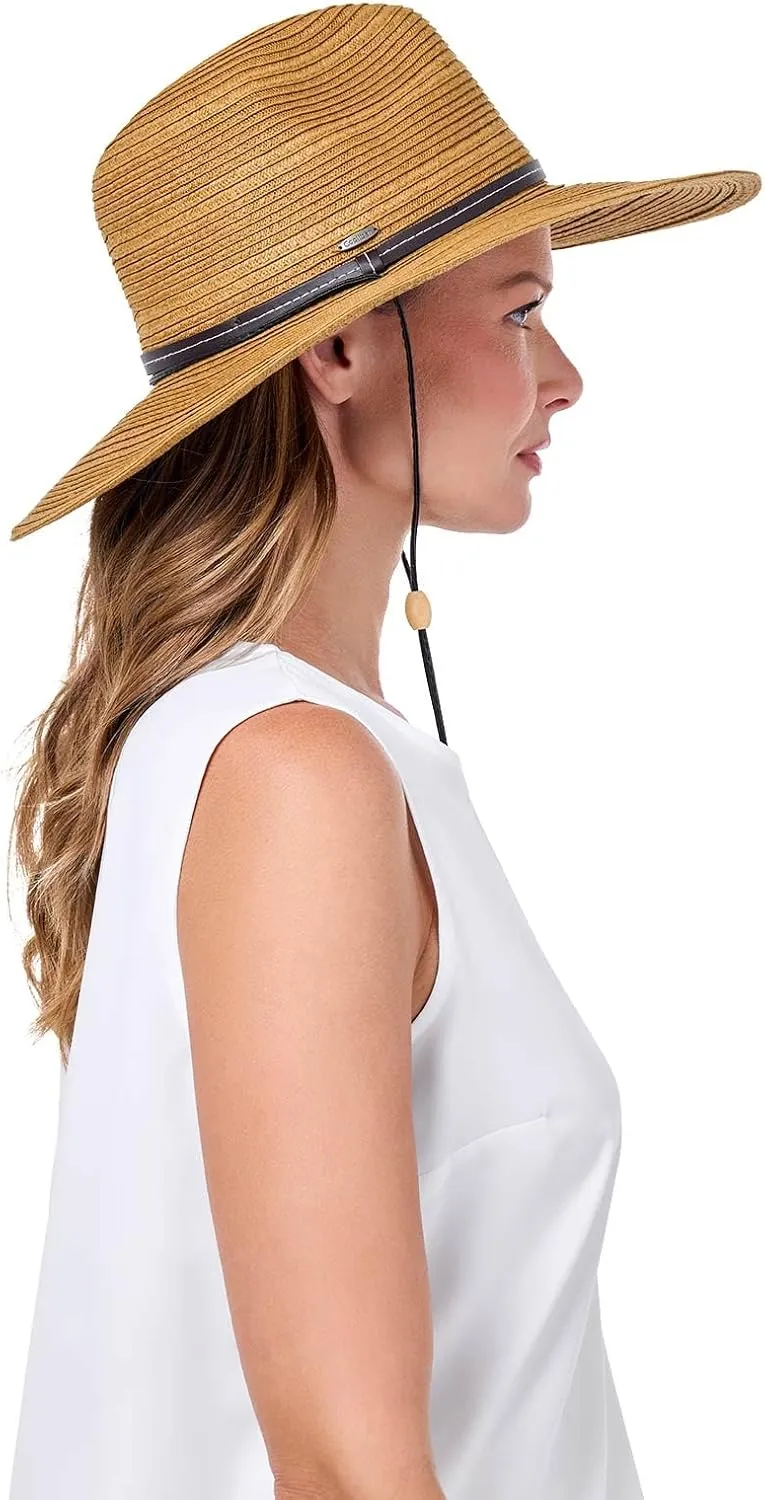 Women's Sun Hat with Chin Cord - UPF 50  Sun Protection - Adjustable Crown > Small to Large Heads - Tempe in Tan (One Size)
