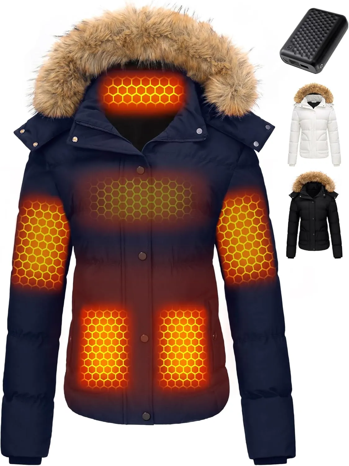 Wulcea Graphene Heated Jacket For Women 12V 18400mAh Fast Charge With Large Capacity