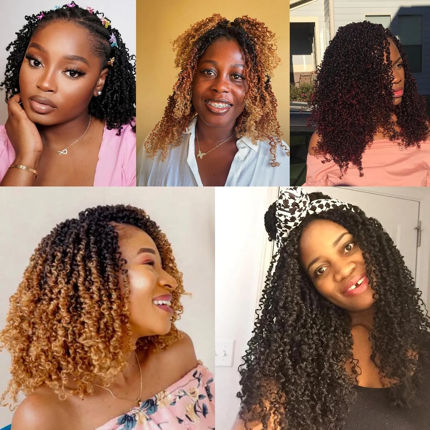 XGY 8 Inch Pre-looped Yanky Twists Crochet Braids 8 Pcs Ombre Brown Bohemian Spring Twists Hair Senegalese Twist Crochet Hair Passion Twist Crochet Hair Marlybob Crochet Braid Hair Extensions (1B/30#)