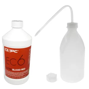 XSPC EC6 Translucent Premix PC Coolant (1000mL) and Filling Bottle Bundle, Blood Red