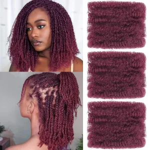 Xtrend 16 Inch 3 Bundles 90g Red Afro Kinky Braiding Bulk Hair For Dreadlocks, Loc Repair, Dreadlocks Extensions, Mini Braiding Twist Afro Kinky Hair(30g/pack)