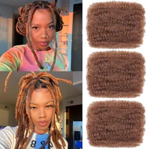 Xtrend 16 Inch 3 Bundles90g Afro Kinky Bulk Hair For Dreadlocks Extensions Repair Locs，Mini Braiding Twist Hair Honey Brown Afro Kinkys Bulk Hair Synthetic For Micro Twist Afro Kinky Hair(30g/pack)