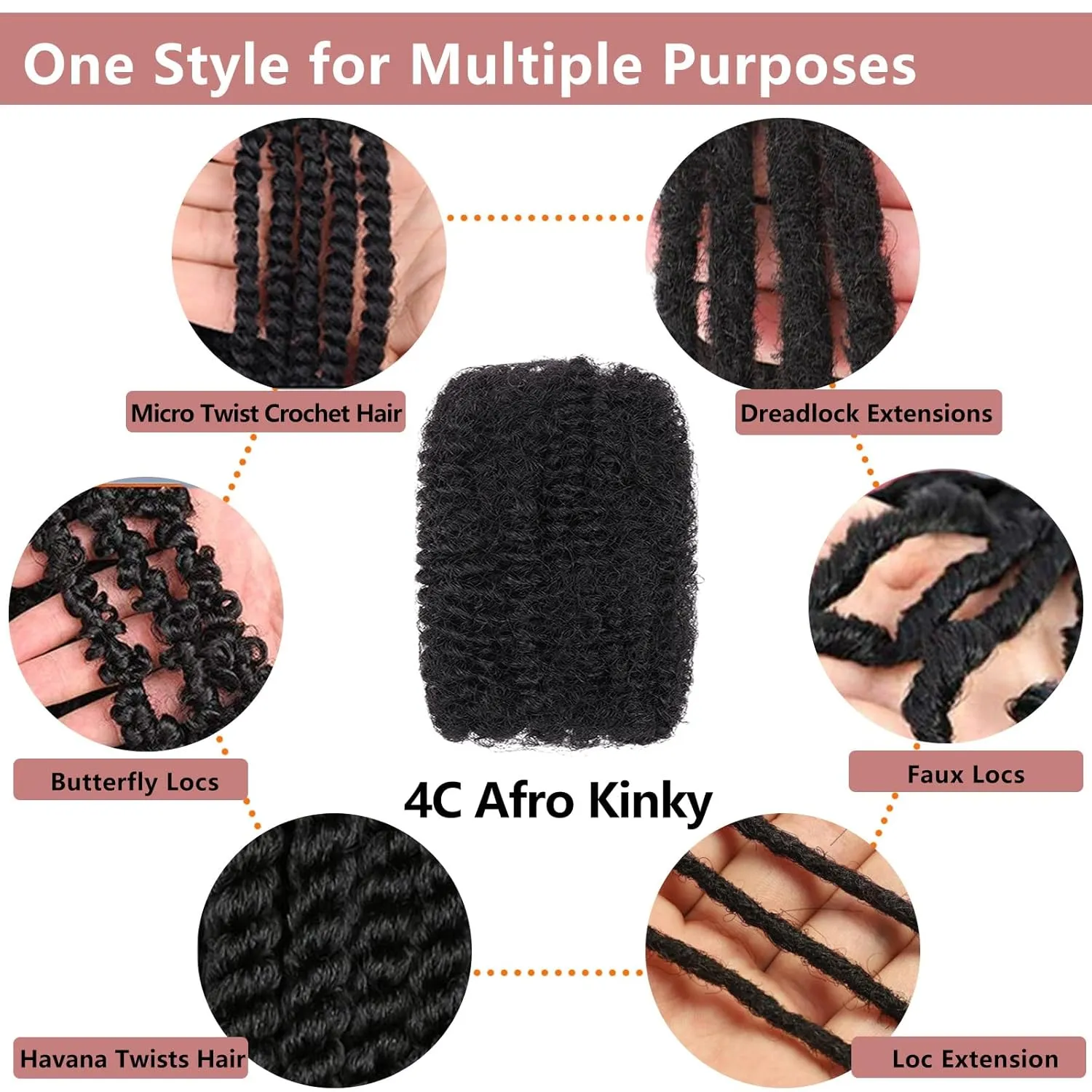 Xtrend 16 Inch 3 Bundles90g Afro Kinky Bulk Hair For Dreadlocks Extensions Repair Locs，Mini Braiding Twist Hair Honey Brown Afro Kinkys Bulk Hair Synthetic For Micro Twist Afro Kinky Hair(30g/pack)