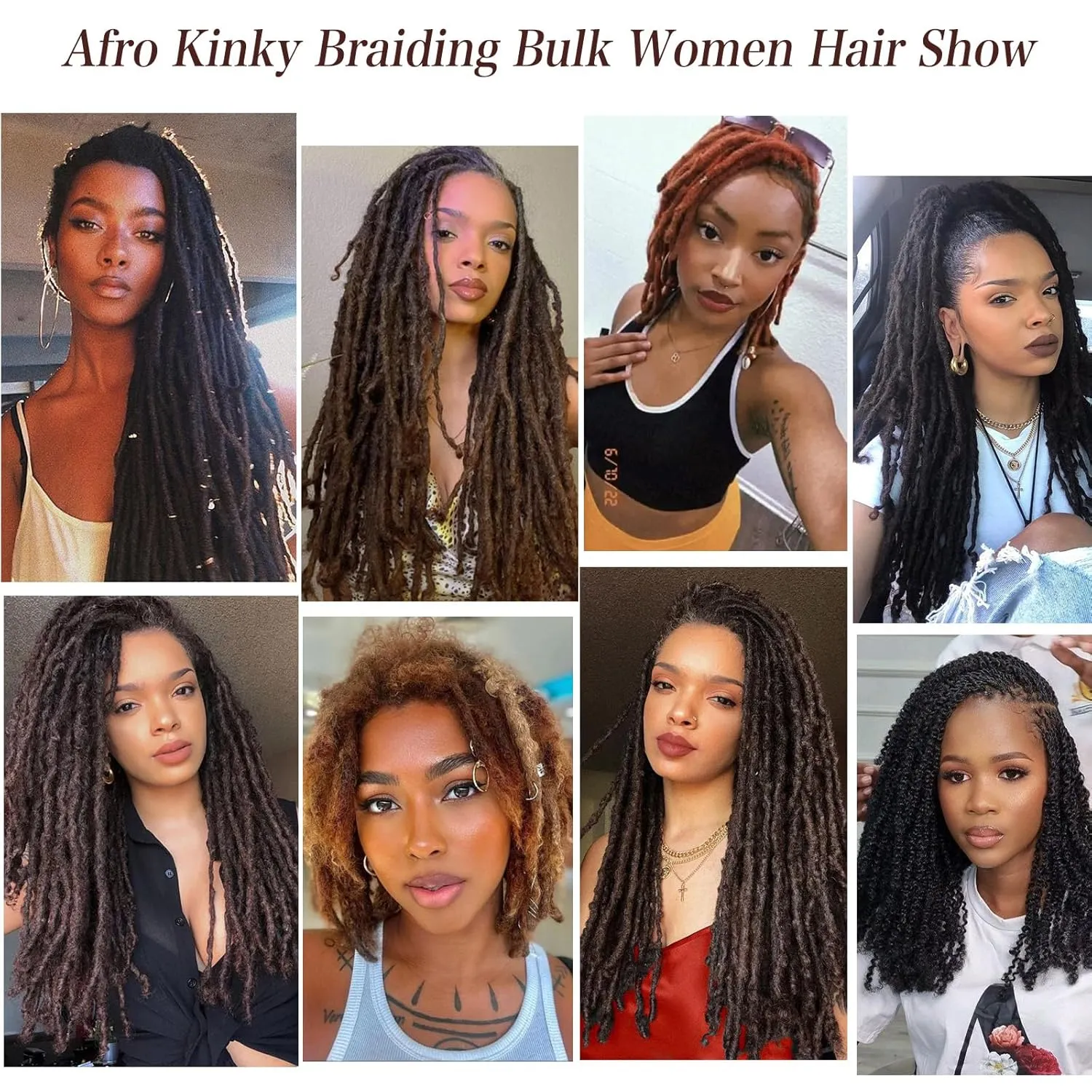 Xtrend 16 Inch 3 Bundles90g Afro Kinky Bulk Hair For Dreadlocks Extensions Repair Locs，Mini Braiding Twist Hair Honey Brown Afro Kinkys Bulk Hair Synthetic For Micro Twist Afro Kinky Hair(30g/pack)