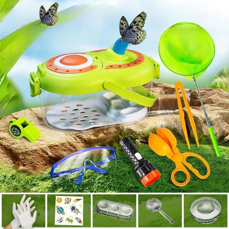 XW Bug Catcher Kit - Children's Outdoor Toys, Magnifying Glass Viewer, Bug Net, Tweezers and More, Insect Habitat, Bug Watch Feeding Box