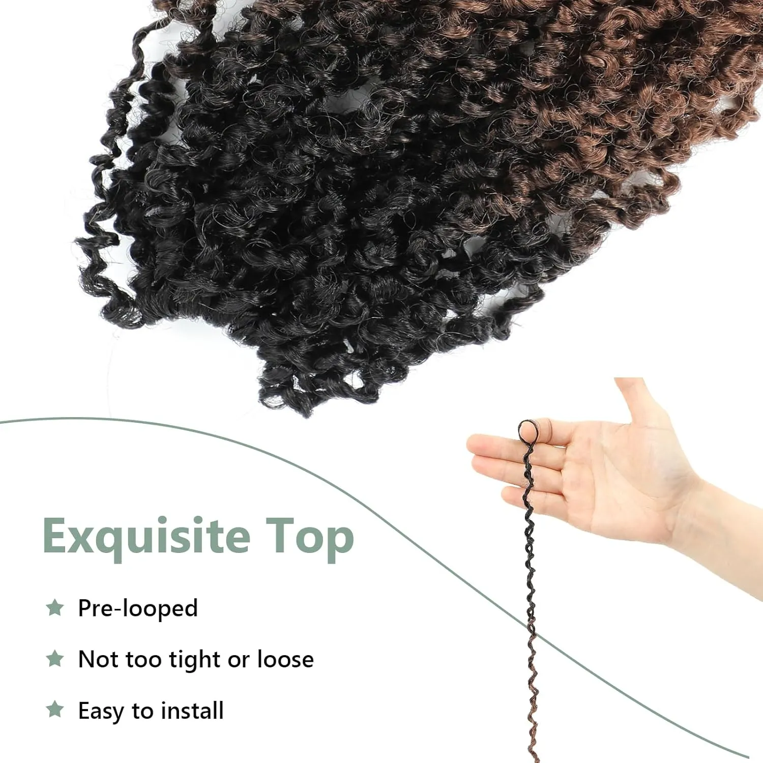 Yanky Twist Crochet Hair 16 Inch 8 Packs Crochet Yanky Twist Hair Spring Mini Twist Crochet Hair Extensions 1B/30 Bohemian Passion Twist Hair for Black Women