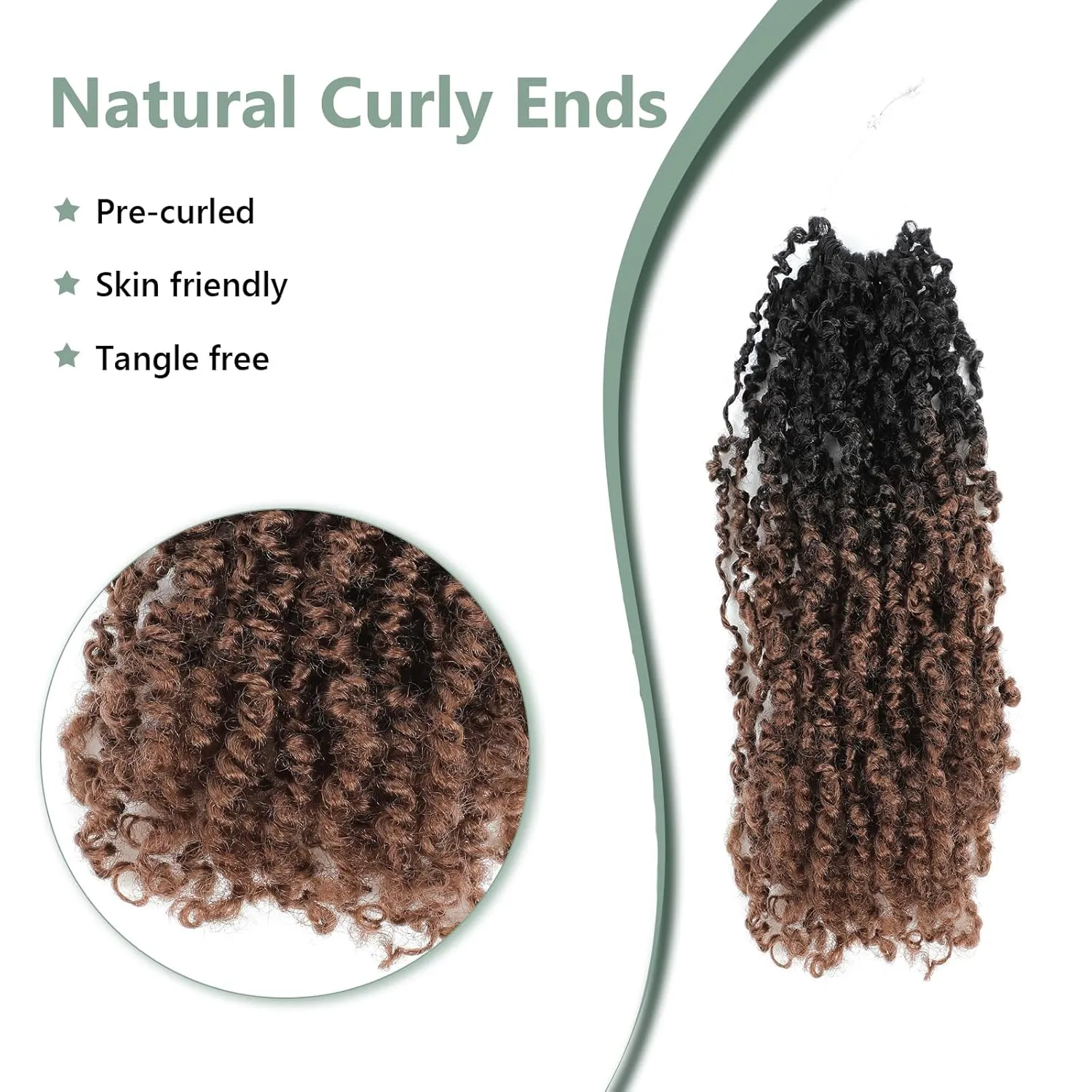 Yanky Twist Crochet Hair 16 Inch 8 Packs Crochet Yanky Twist Hair Spring Mini Twist Crochet Hair Extensions 1B/30 Bohemian Passion Twist Hair for Black Women