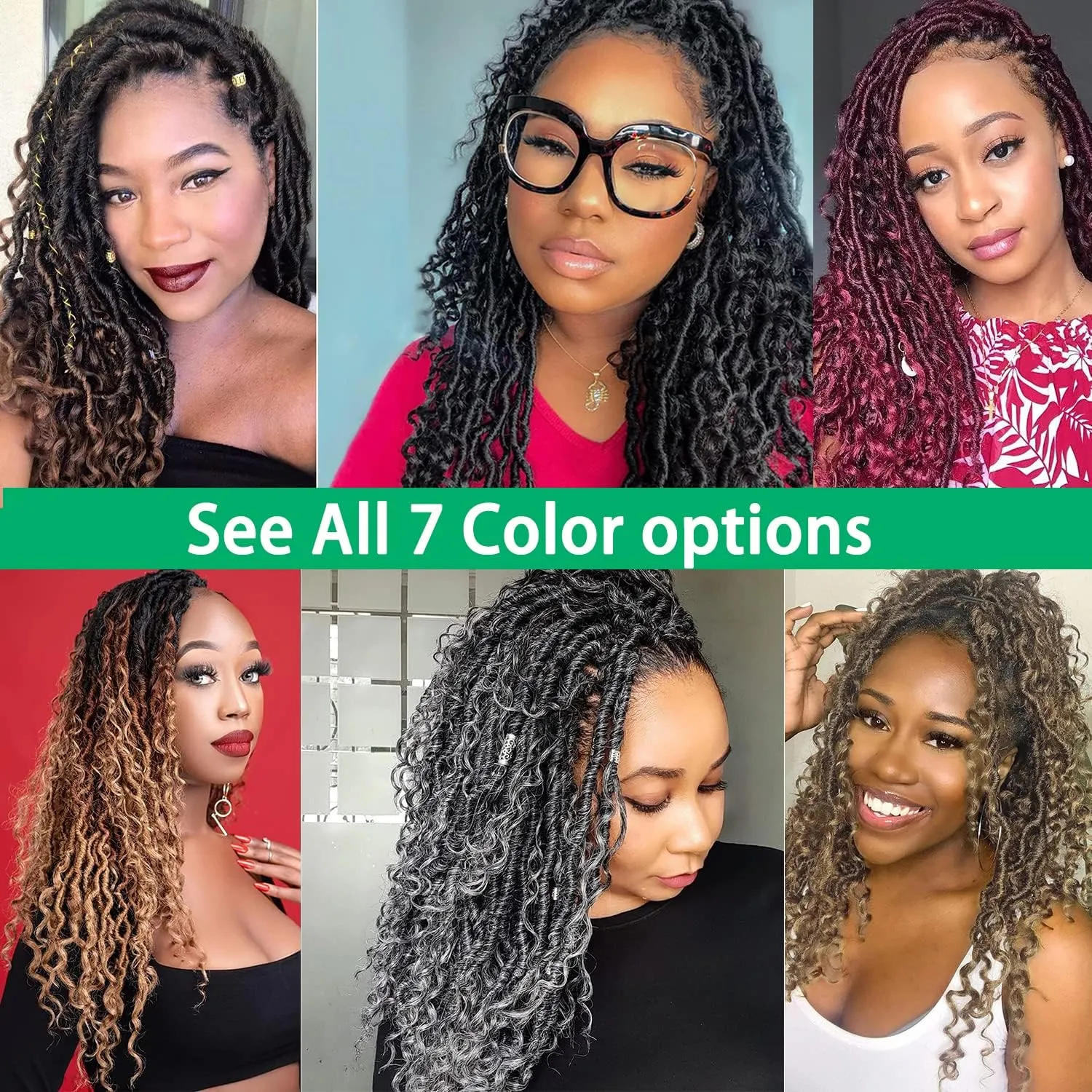 YESEGO Faux Locs Crochet Hair 8 Inch Ombre Brown Goddess Locs Crochet Hair for Women Soft River Locs 6 Packs Pre Looped Crochet Braids with Curly Ends Boho Curly Locs Synthetic Hair Extensions, 1b/27