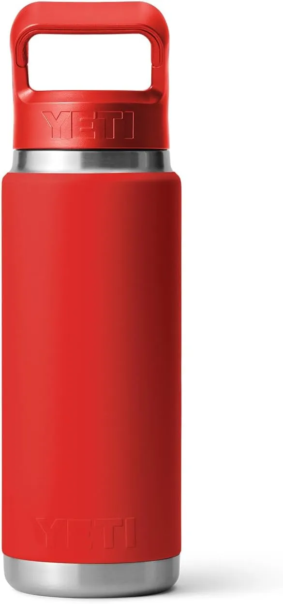 YETI Rambler 26 oz Bottle, Vacuum Insulated, Stainless Steel with Color Matching Straw Cap