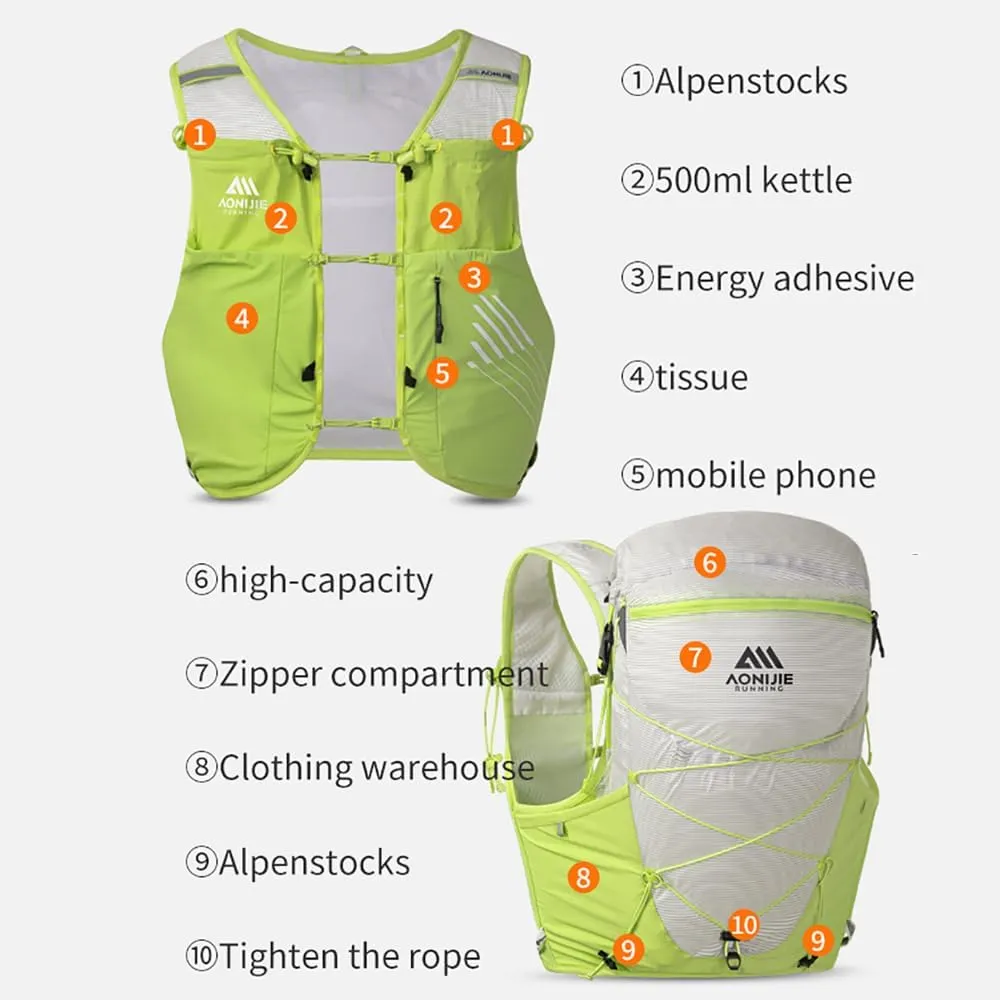 YOUGLE 15L Men Women Trail Running Vest Hydration Pack with 2*500ml Flask Lightweight & Adjustable Running Backpack for Phones up to 6.8in