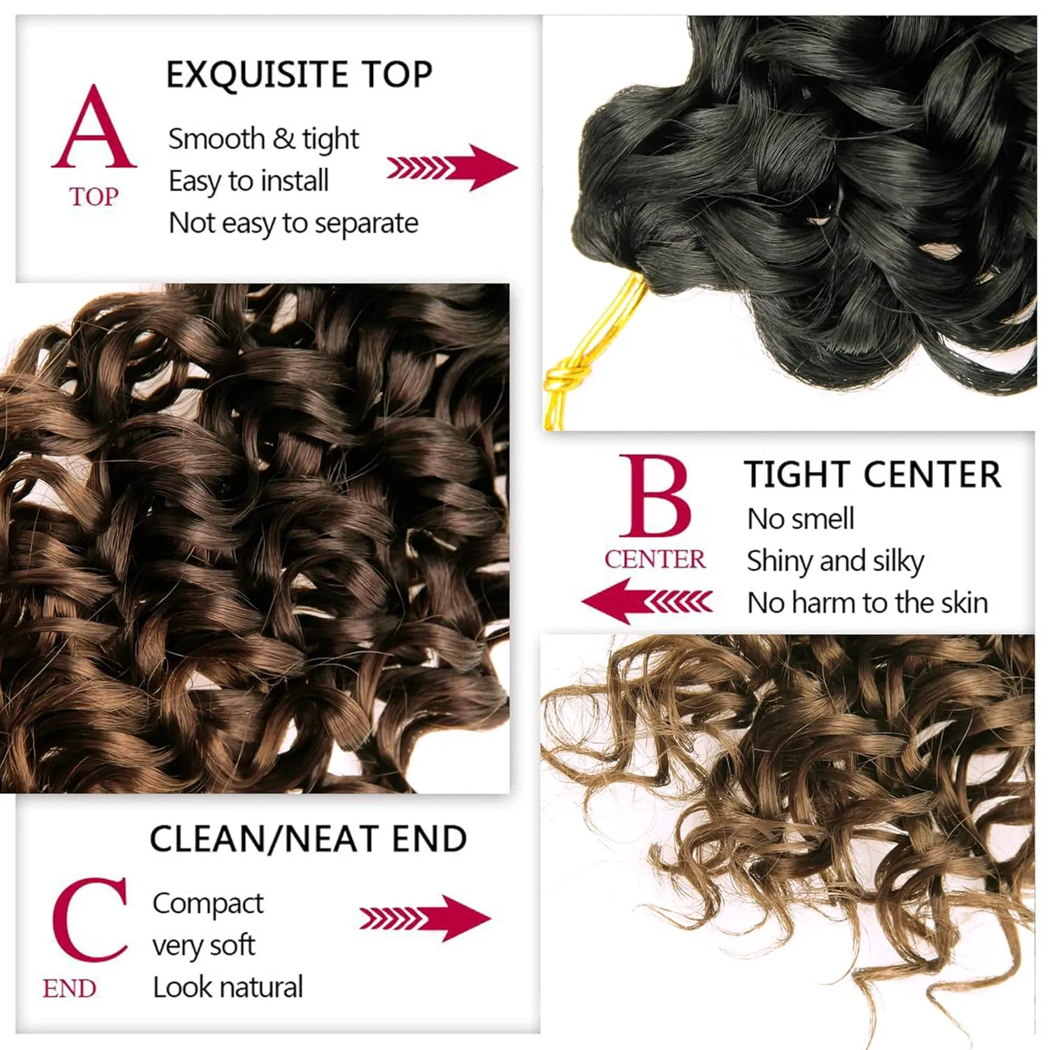 YXCHERISHAIR 8 Packs Curly Crochet Hair GoGo Curl Crochet hair for Women Deep Wave Braiding hair,Synthetic Bohemian Crochet Braid Water Wave Crochet hair Extensions(1B/4/30, 14inch)