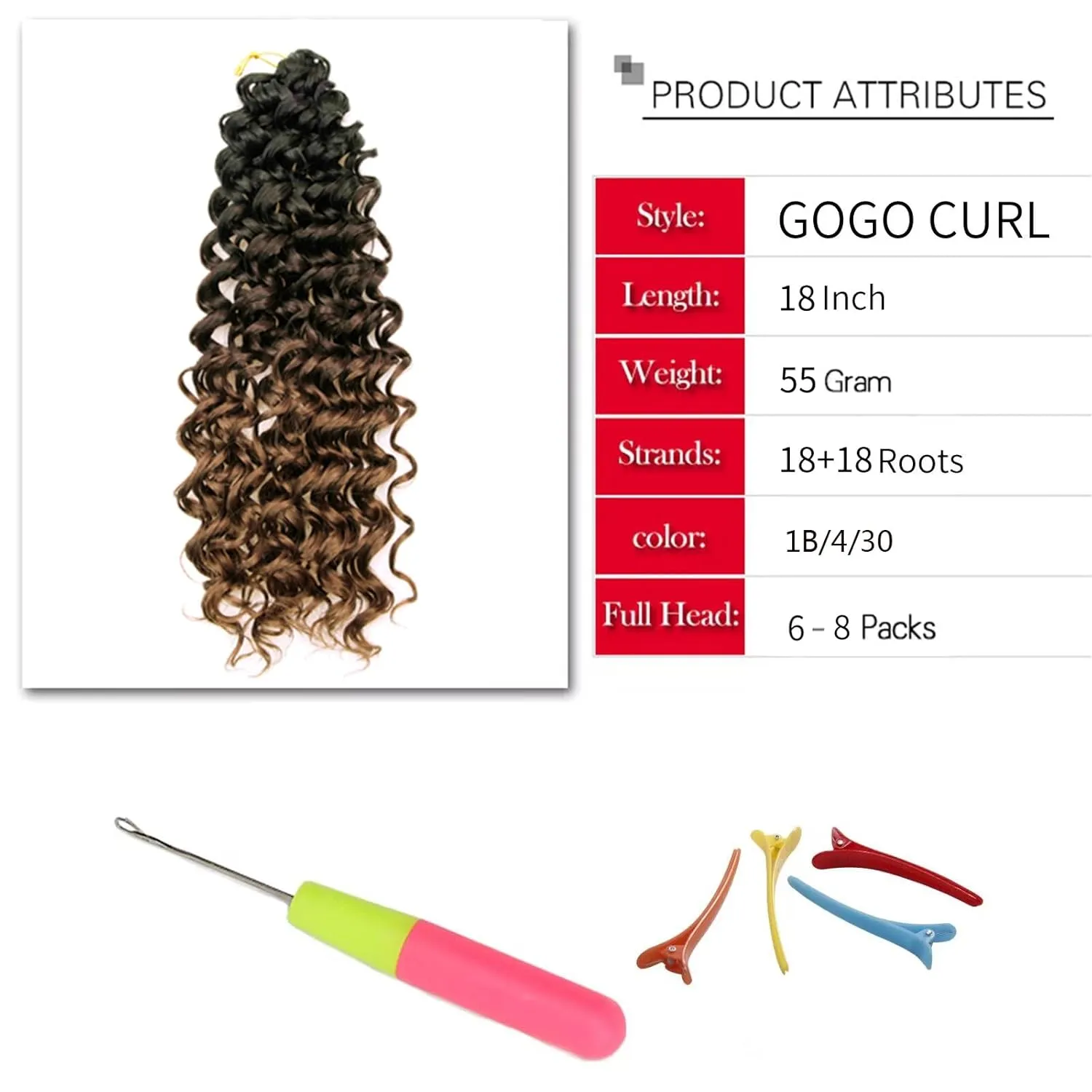 YXCHERISHAIR 8 Packs Curly Crochet Hair GoGo Curl Crochet hair for Women Deep Wave Braiding hair,Synthetic Bohemian Crochet Braid Water Wave Crochet hair Extensions(1B/4/30, 14inch)