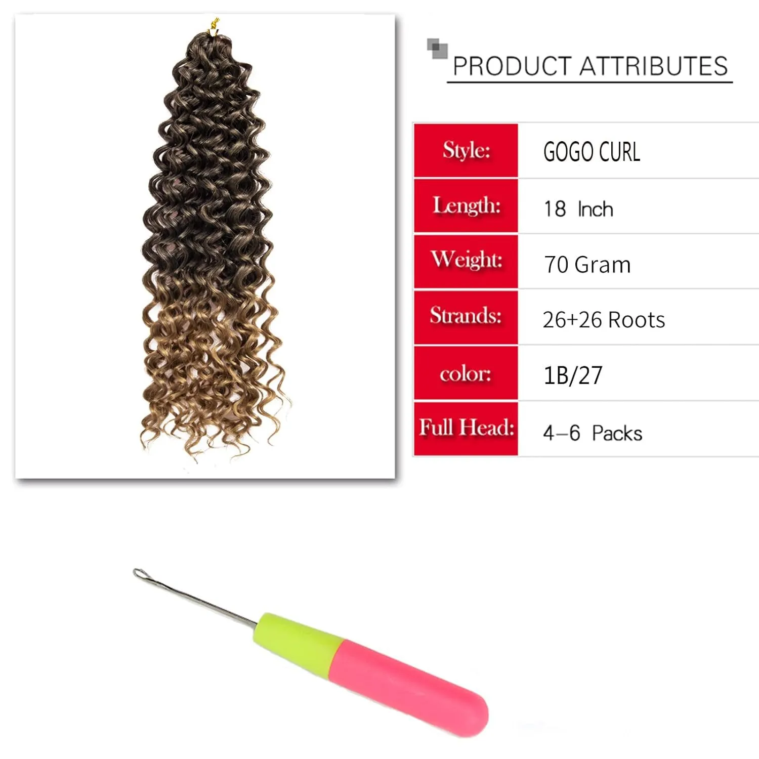 YXCHERISHAIR 8 Packs Curly Crochet Hair GoGo Curl Crochet hair for Women Deep Wave Braiding hair,Synthetic Bohemian Crochett Braid Water Wave Crochett hair Extensions(18inch, 1B/27)