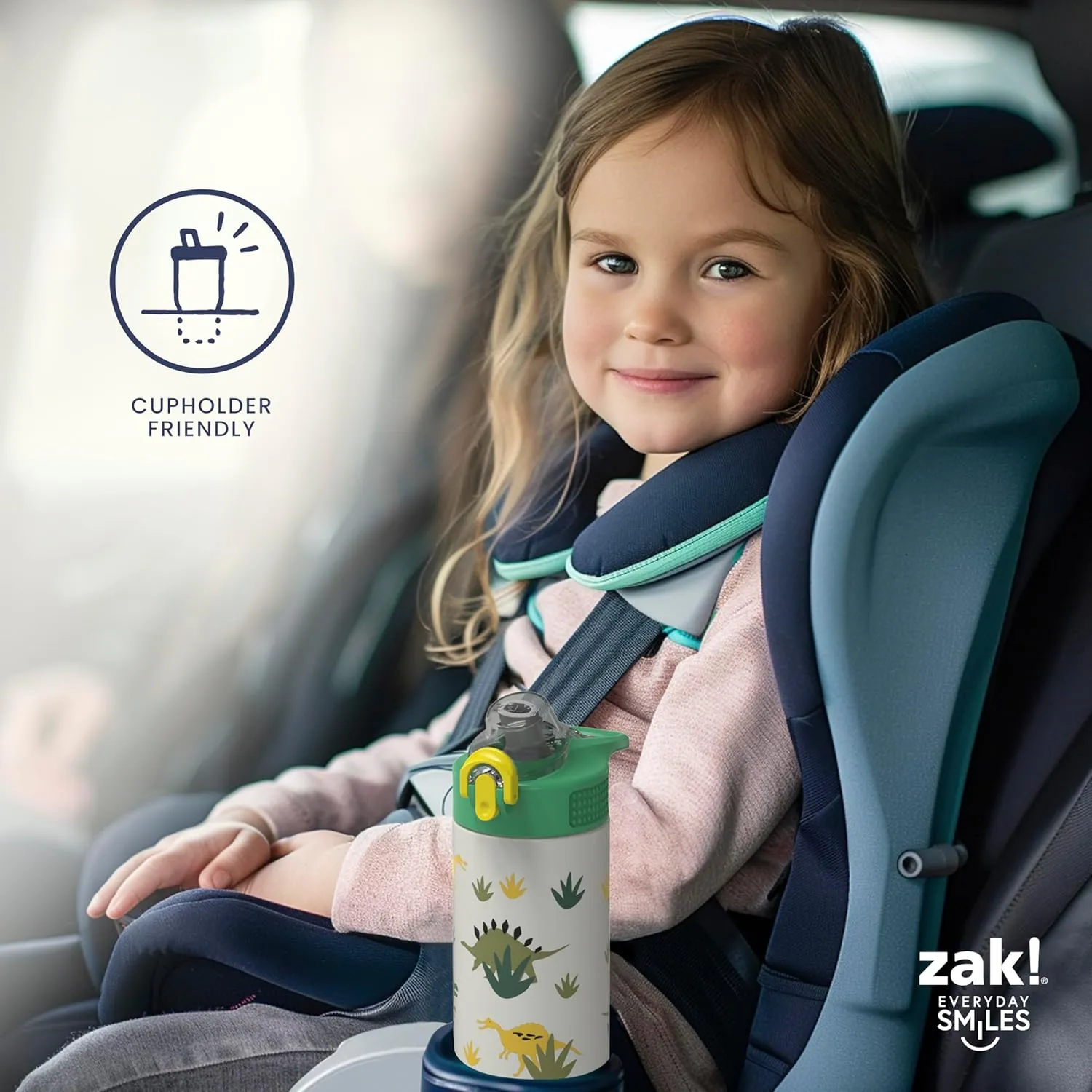 Zak Designs SpongeBob SquarePants Sage Kids Water Bottle For School or Travel, 19oz Stainless Steel Water Bottle With Straw, Handle, and Leak-Proof, Pop-Up Spout Cover (SpongeBob and Patrick)
