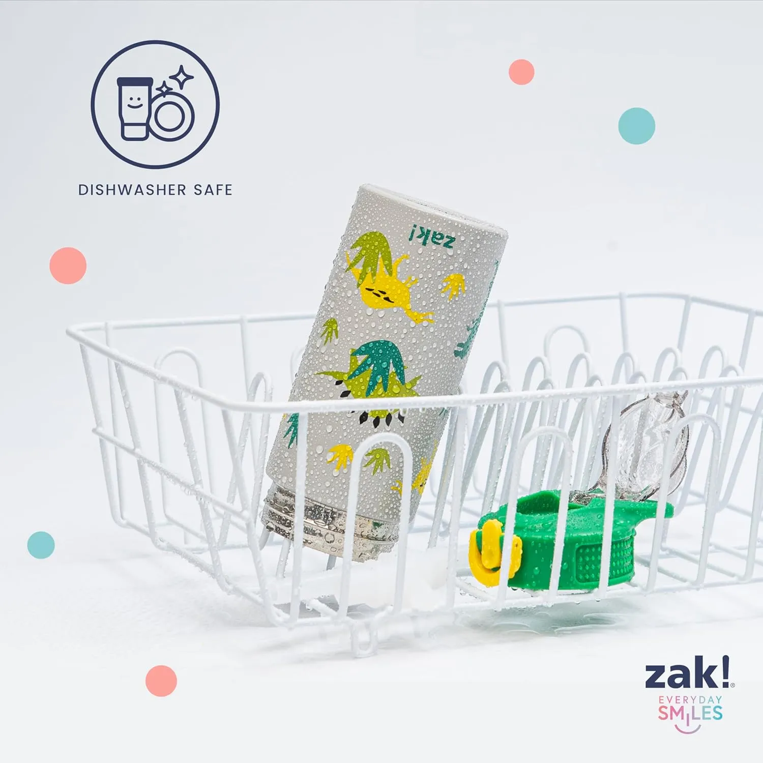Zak Designs SpongeBob SquarePants Sage Kids Water Bottle For School or Travel, 19oz Stainless Steel Water Bottle With Straw, Handle, and Leak-Proof, Pop-Up Spout Cover (SpongeBob and Patrick)