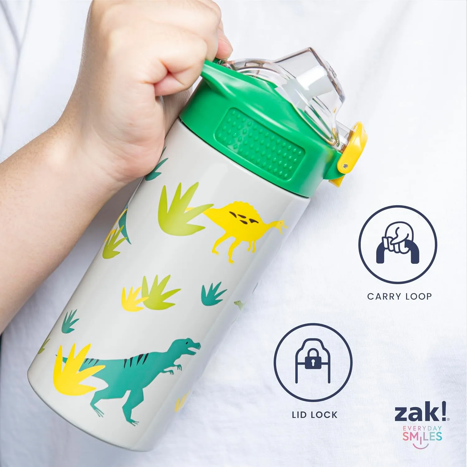 Zak Designs SpongeBob SquarePants Sage Kids Water Bottle For School or Travel, 19oz Stainless Steel Water Bottle With Straw, Handle, and Leak-Proof, Pop-Up Spout Cover (SpongeBob and Patrick)