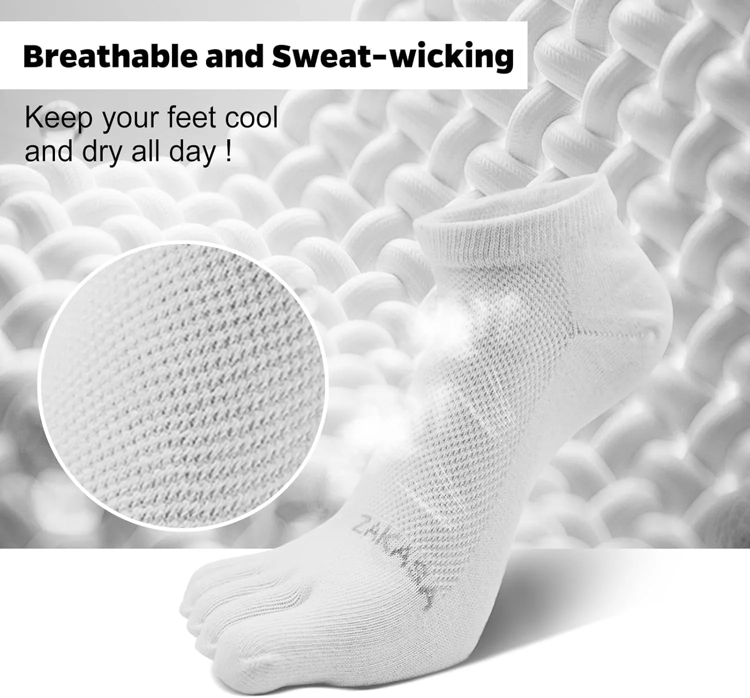 ZAKASA Toe Socks for Men Ankle: No Show Low Cut Toe Socks Individual Five Finger Cotton for Athletic Running 5 Pairs