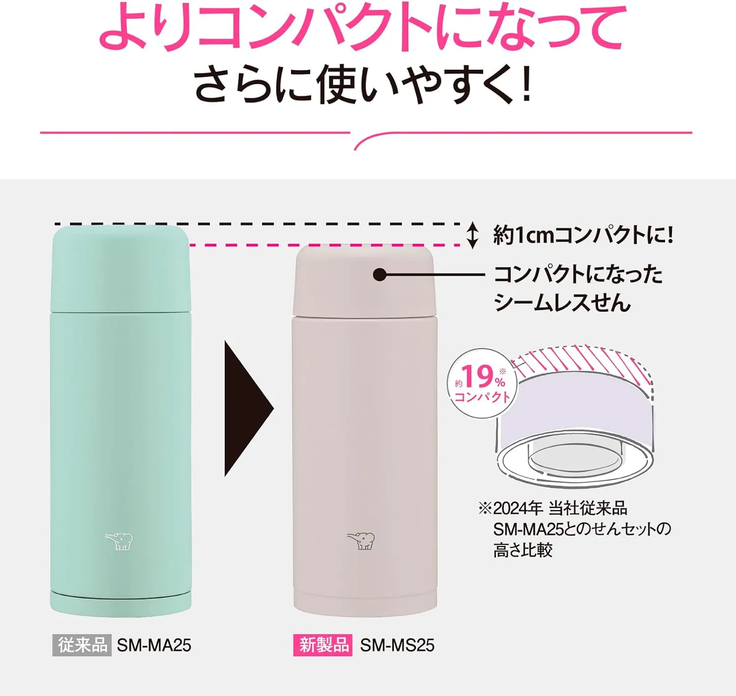 Zojirushi Mahobin SM-MS25-VM Stainless Steel Mug Water Bottle, 8.5 fl oz (250 ml), Screw Type, Dishwasher Safe, Seamless Tub, Only 2 Cleaning Points, Lilac Purple
