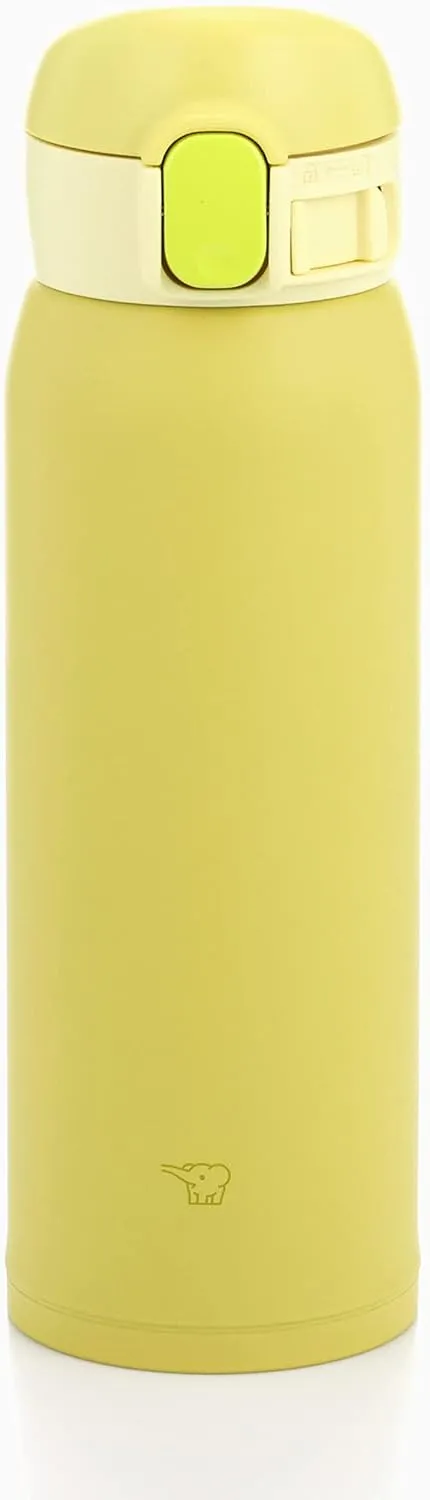 Zojirushi SM-WA48-YA Water Bottle, One-Touch Stainless Steel Mug, Seamless 0.48L Lemon