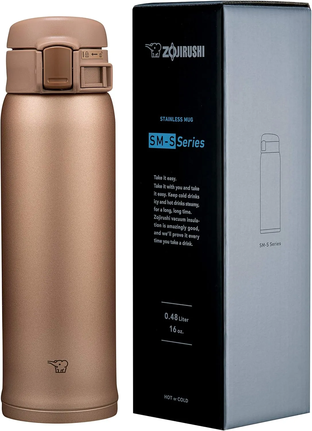 Zojirushi SMSR48ENM Stainless Mug, 16-Ounce, Matte Gold