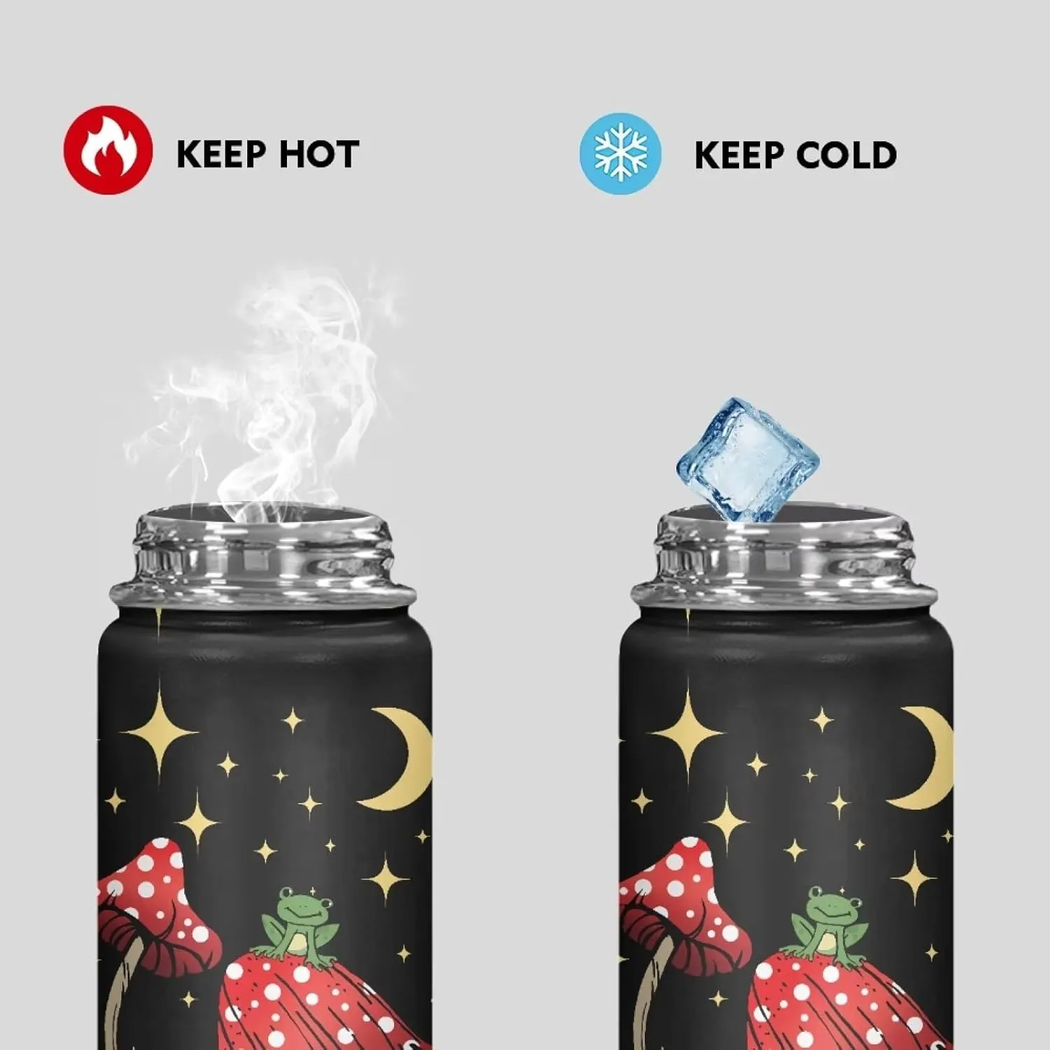ZOUTAIRONG Butterfly Mushroom Insulated Water Bottle 18 oz Moon Night Stainless Steel Bottle with Handle Thermal Mug Sports Water Bottles for Workout, Bike Galaxy Metal Water Bottle