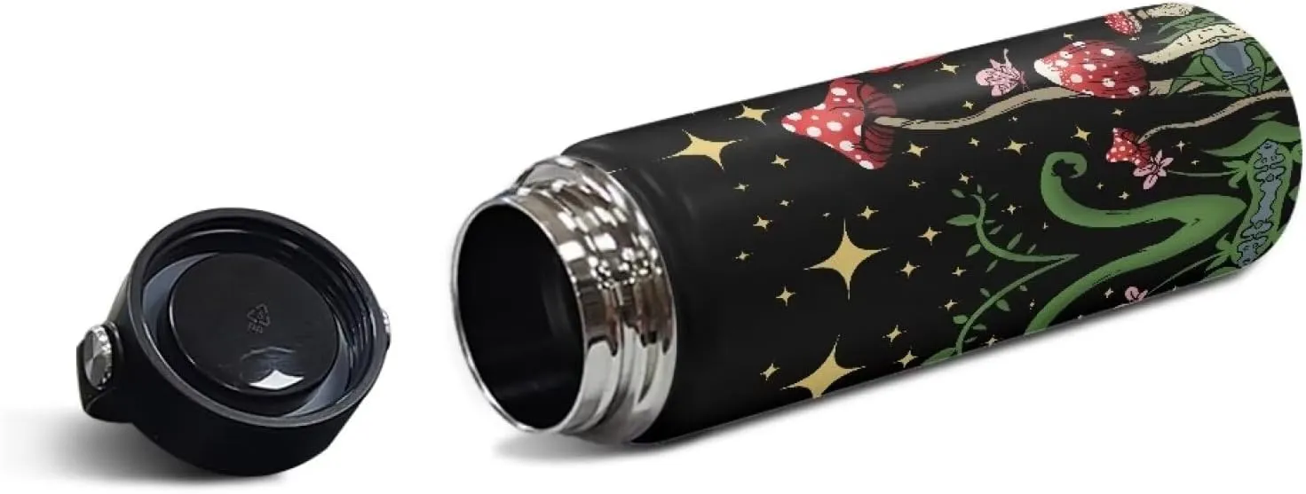 ZOUTAIRONG Butterfly Mushroom Insulated Water Bottle 18 oz Moon Night Stainless Steel Bottle with Handle Thermal Mug Sports Water Bottles for Workout, Bike Galaxy Metal Water Bottle