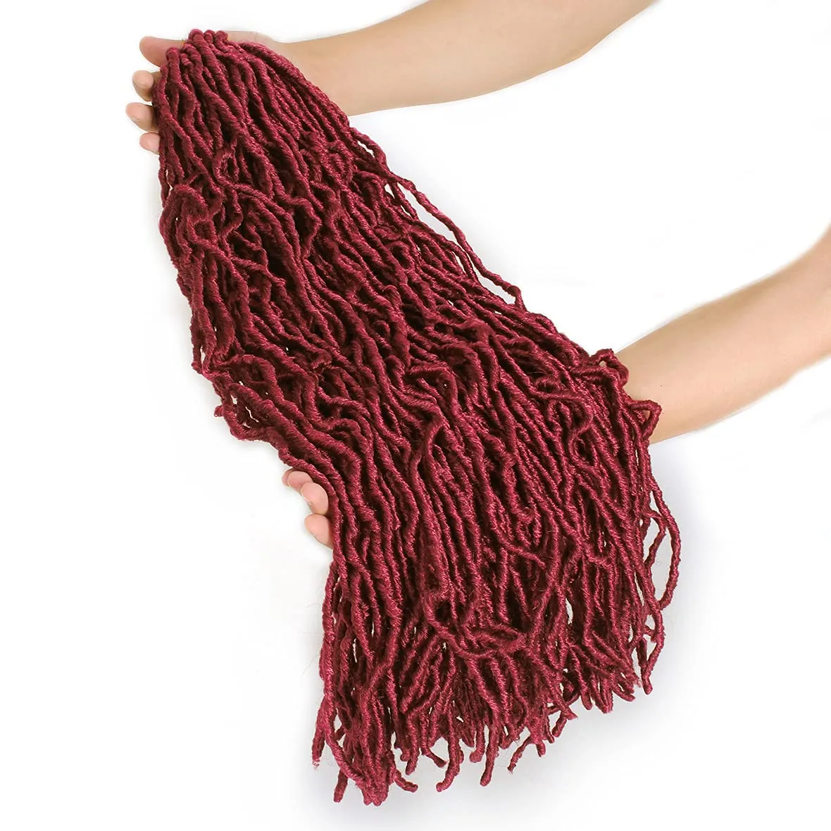 ZRQ 24 Inch New Faux Locs Crochet Hair 7Packs Red Burgundy Pre-Looped Soft Locs Crochet Braids Hair Goddess Locs Crochet Hair Afro Roots Synthetic Hair Extensions (24 Inch, bug#)