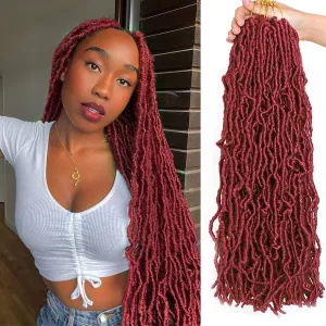 ZRQ 24 Inch New Faux Locs Crochet Hair 7Packs Red Burgundy Pre-Looped Soft Locs Crochet Braids Hair Goddess Locs Crochet Hair Afro Roots Synthetic Hair Extensions (24 Inch, bug#)