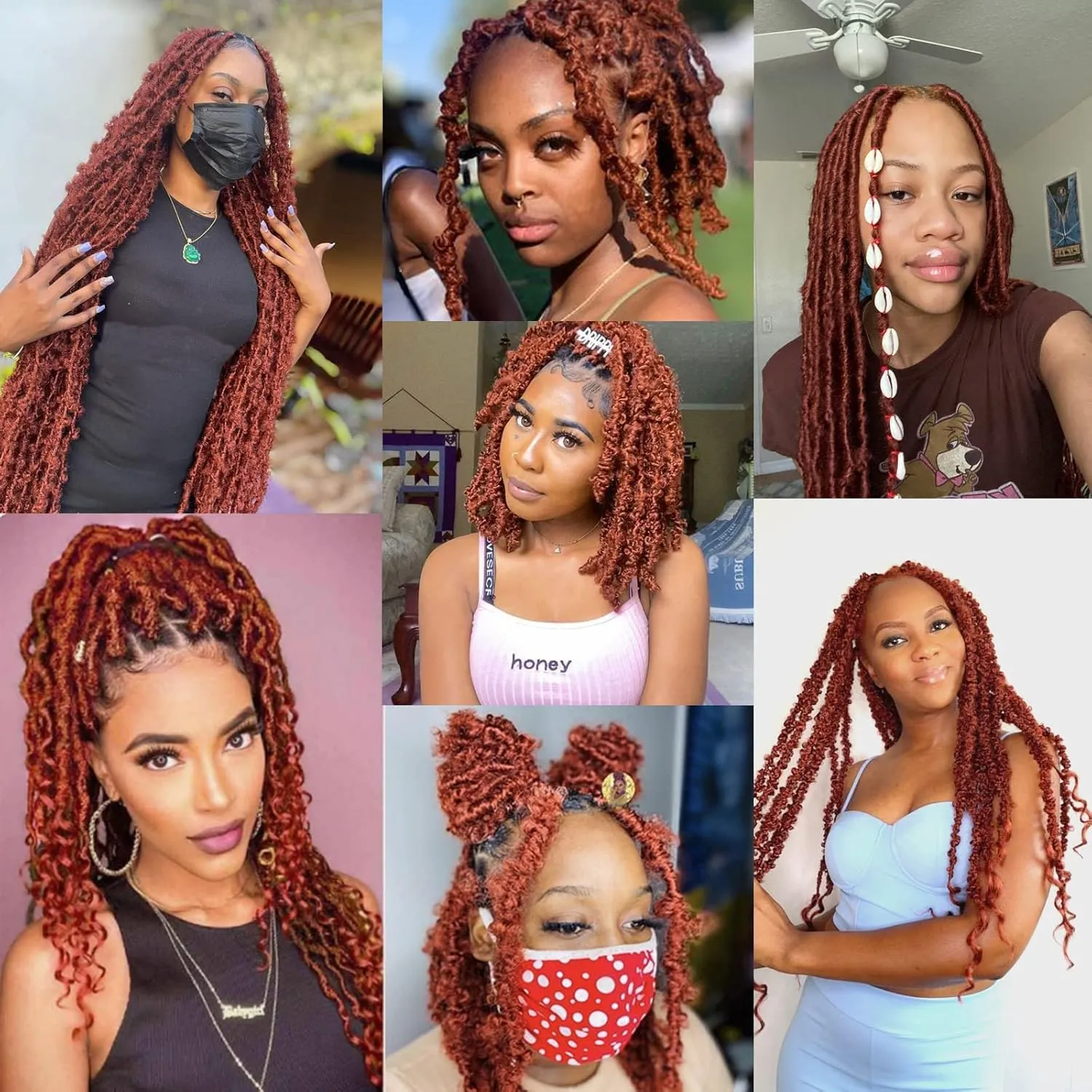 ZRQ 24 Inch Soft Springy Afro Twist Hair For Distressed Locs 8 Packs Copper Red Marley Crochet Braiding Hair Pre-Separated Synthetic Hair Extension For Black Women 8 Strands/Pack (350#)