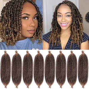 ZRQ 8 Packs Ombre Springy Afro Twist Hair For Distressed Locs 16 Inch Marley Crochet Braiding Hair Synthetic Pre-Separated Spring Twist Hair Extension For Women 8 Strands/Pack (1B/27#)