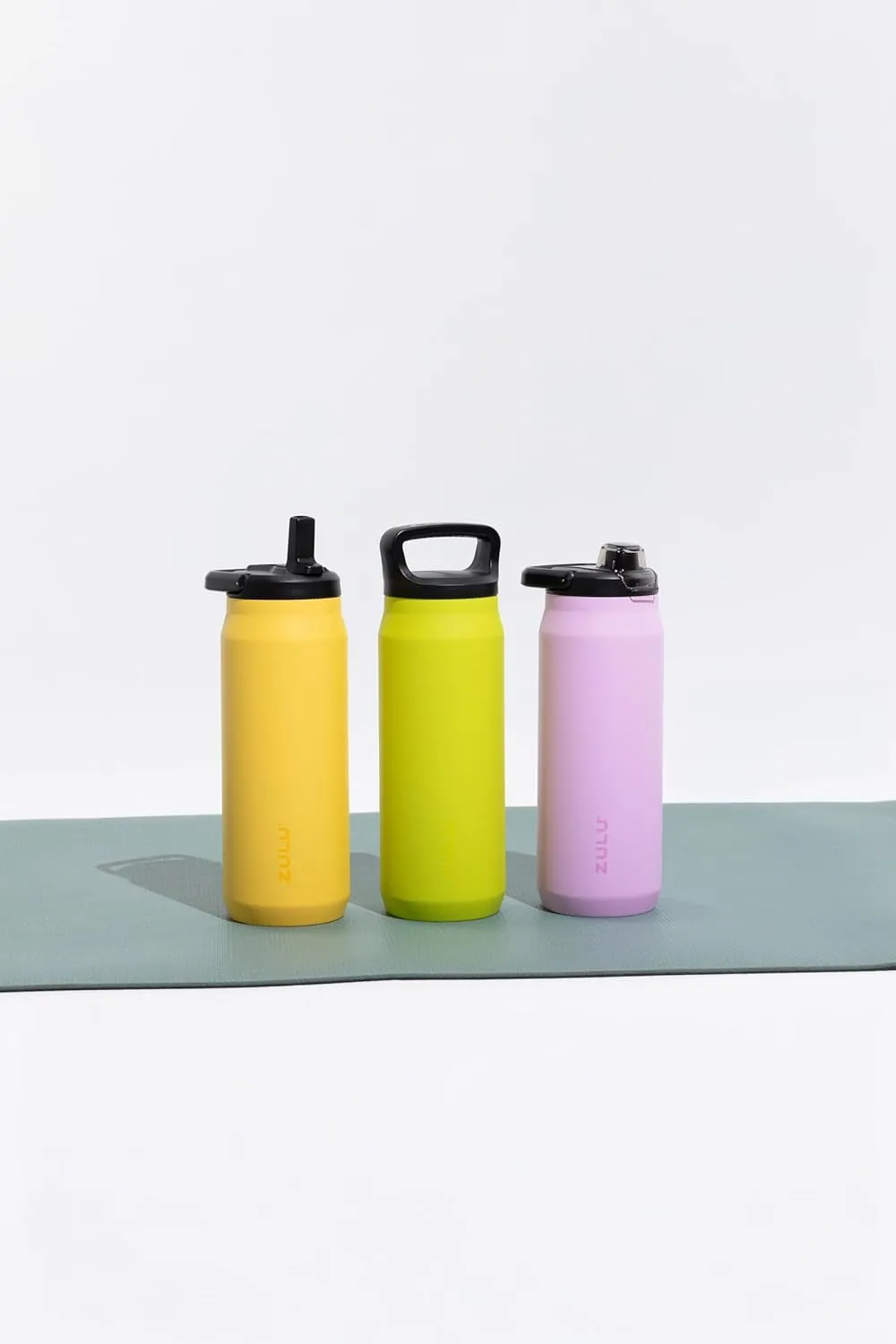 ZULU Base 32oz Stainless Steel Water Bottle with 3 Lids- Straw, Chug, Twist | Double Walled and Vacuum Insulated Metal Thermos | For Gym, Outdoor | Built in Carry Loop, Dishwasher Safe, Guac