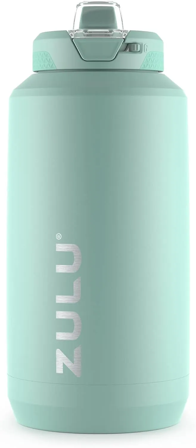 ZULU Goals Vacuum Insulated Large Capacity Stainless Steel Water Bottle | Reusable Jug Thermoses with Carry Handle | Leak-Proof Lid | Perfect for Travel, Workout, Gym, Hiking, Camping | 64oz, 101oz