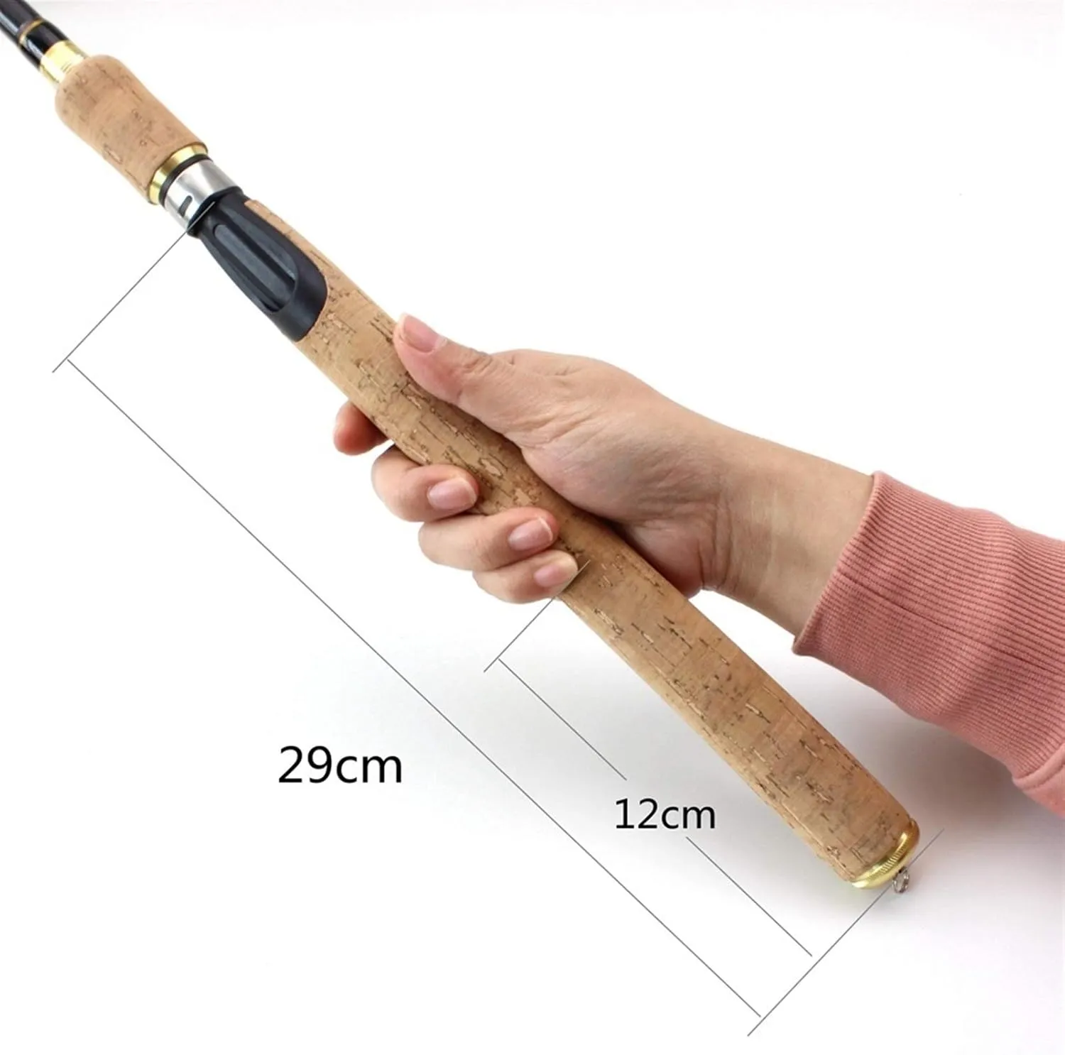 ZYHYD High Carbon 1.8m-2.7m Rotating Rod, Wooden Handle Carbon Telescopic Fishing Rod, bass Fishing Tackle Bait Rod Telescopic Fishing Rod ZYHYD (Size : 2.4M)